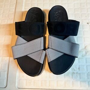 Black and Gray Slide Sandals